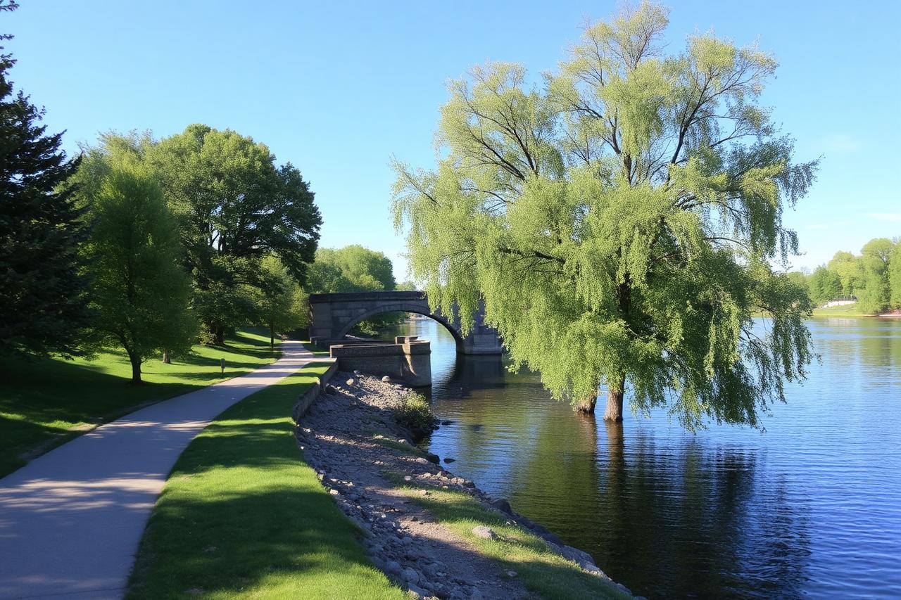 Trail alongside the Grand River in Cambridge, Ontario