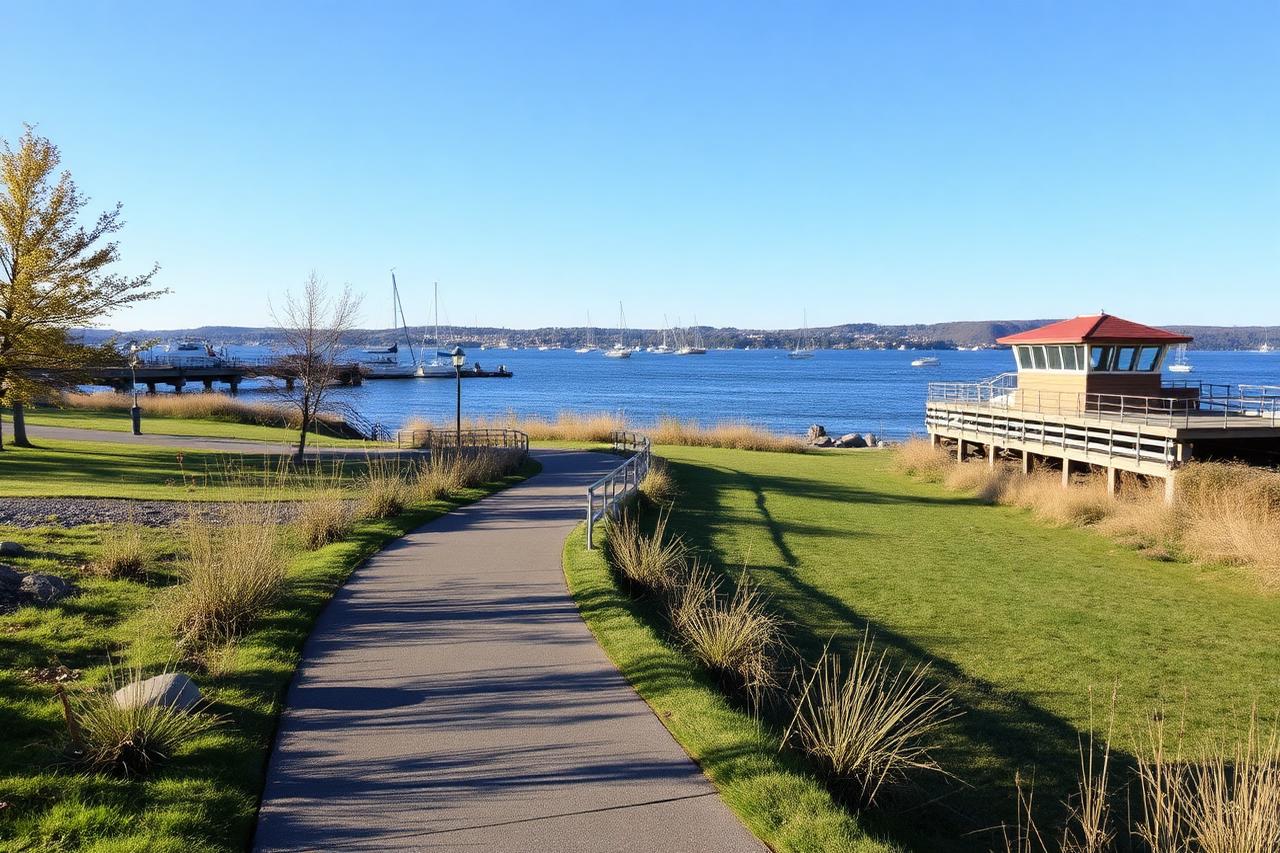 Waterfront trail and bay views at Pier 4 Park in Hamilton